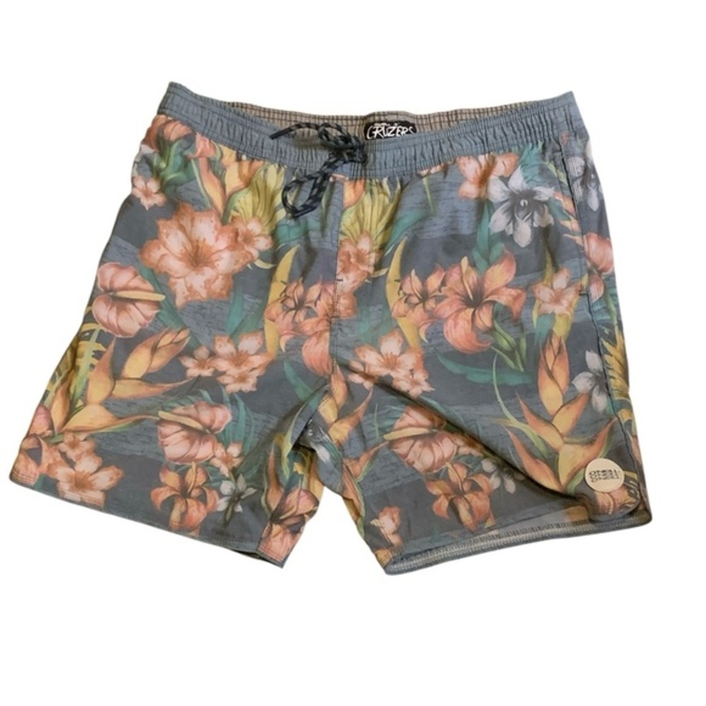 O'NEILL CRUZER 18" BOARDSHORTS IN Floral Gray and Pink Size XL